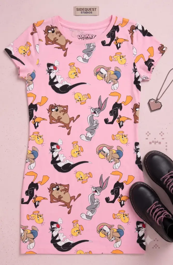 "Retro Rumble" AOP Streetwear T-Shirt Dress